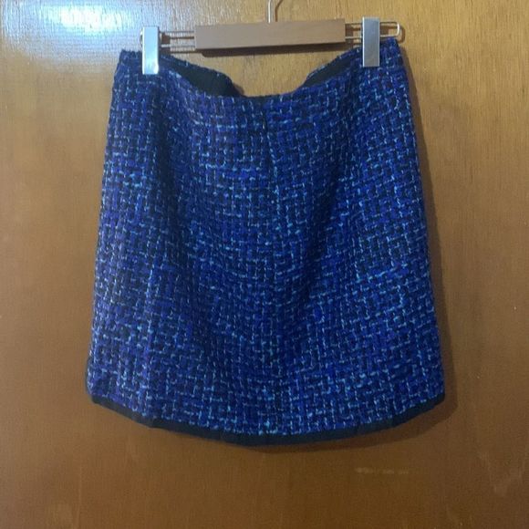 J. Crew mini skirt Shirttail Mini piped tweed blue and light blue cotton wool 4 - Picture 10 of 15